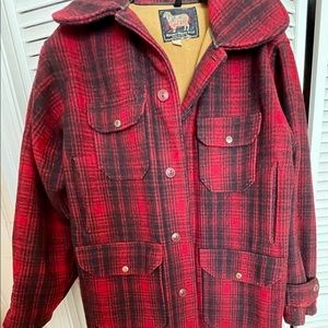 VINTAGE 1940-50 WOOLRICH MACKINAW RED PLAID COAT (SOLD)
